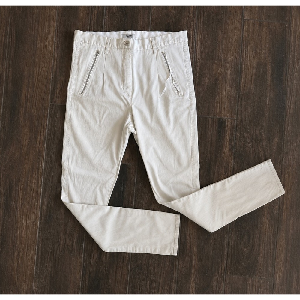 Acne Studios Pants Women 36 High Rise Davi Chino Cream Stretch Sweden 30x28